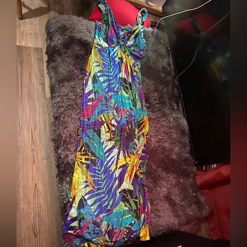 Colorful Tropical Maxi Dress